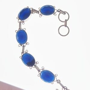 Nwot!! Blue sapphire silver 925 plated bracelet